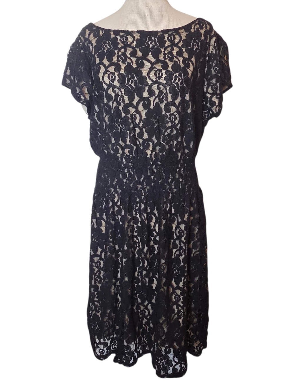 Black Lace Short Sleeve Dress Plus Size 1X Whimsigoth Romantic Wedding Guest